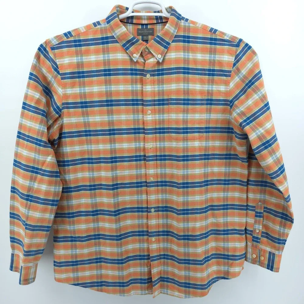 LL Bean‎ Signature Flannel Shirt Mens XXL Tall Slim Fit Plaid Oxford Button Down - Picture 2 of 8